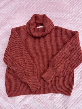 SWEET REPUBLIC - Cozy Women's Brick Red Turtleneck Sweater
